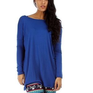 Royal Blue Oversized Super Soft Rayon Tunic Top Tee